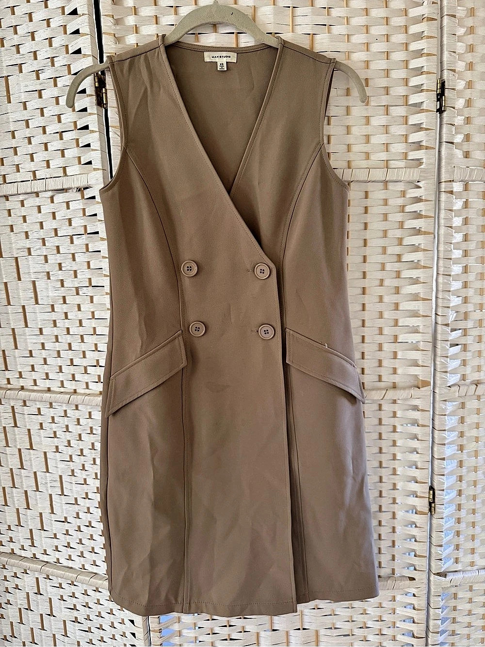 Max Studio Mini Double-Breasted Dress Brown XS